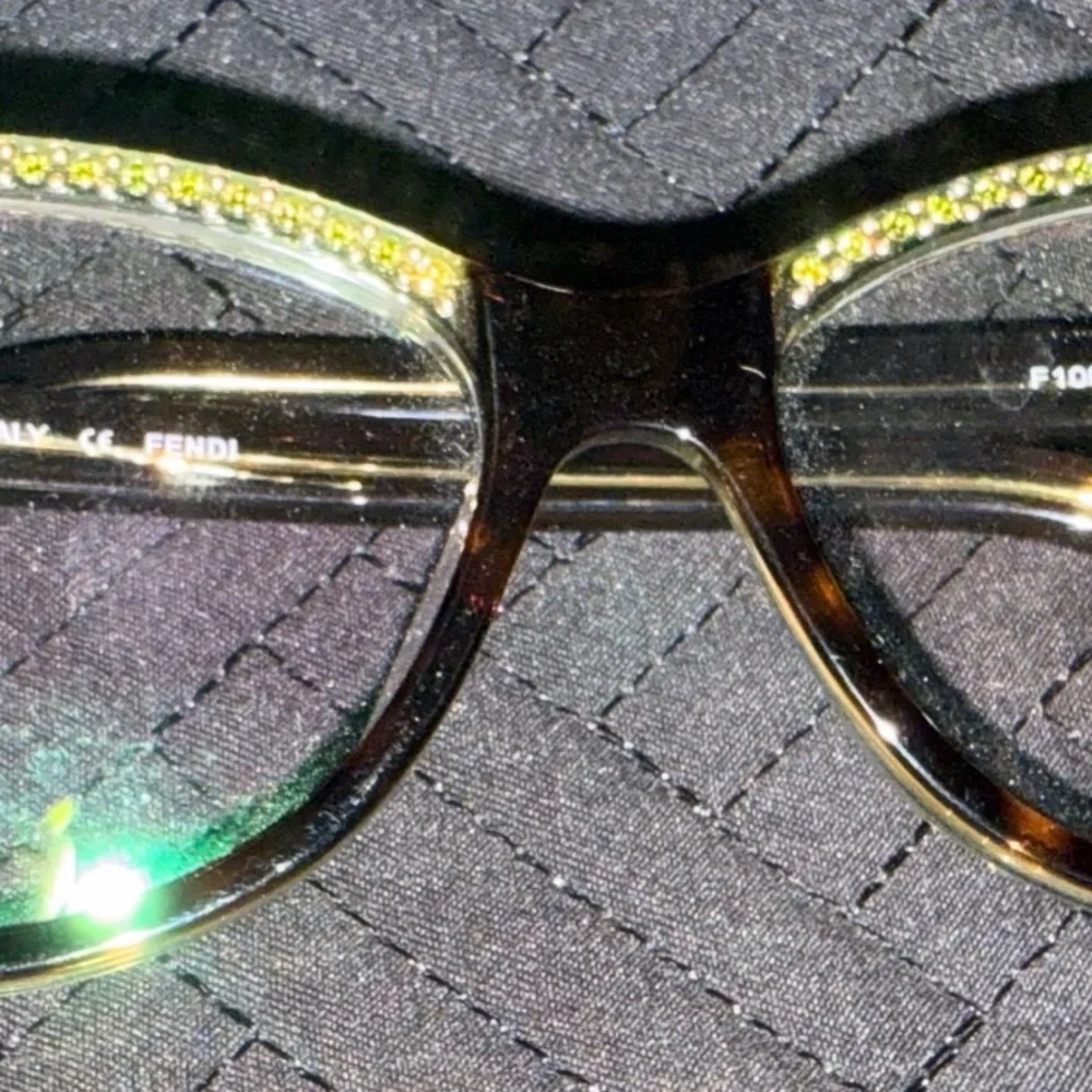 Tortoiseshell Cat-Eye Sunglasses with Green Crystal Accent